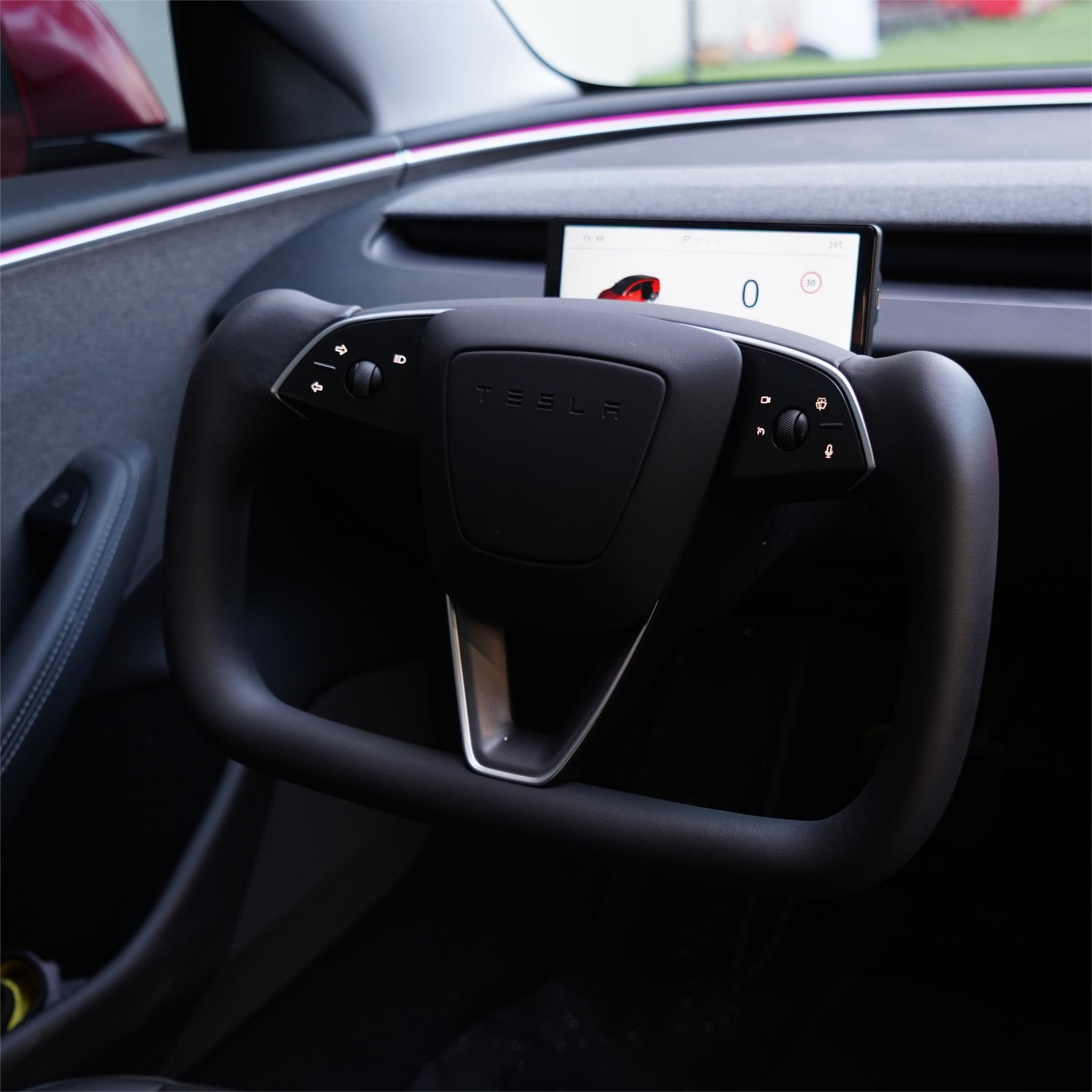 TESERY Model 3 Highland / Model Y Juniper Yoke Plaid Steering Wheel