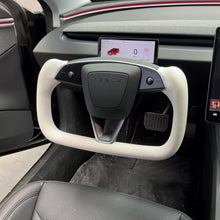 Load image into Gallery viewer, TESERY Model 3 Highland &amp; Model Y Juniper Yoke Plaid Steering Wheel 【White Leather】