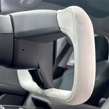 Load image into Gallery viewer, TESERY Model 3 Highland &amp; Model Y Juniper Yoke Plaid Steering Wheel 【White Leather】