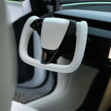 Load image into Gallery viewer, TESERY Model 3 Highland &amp; Model Y Juniper Yoke Plaid Steering Wheel 【White Leather】