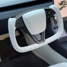 Load image into Gallery viewer, TESERY Model 3 Highland &amp; Model Y Juniper Yoke Plaid Steering Wheel 【White Leather】