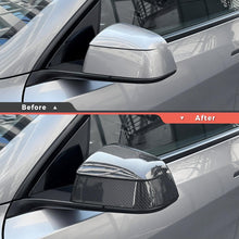 Load image into Gallery viewer, Carbon Fiber Mirror Covers for Model 3 / Y | Juniper Style | 3 Finishes | 3M Adhesive