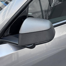 Load image into Gallery viewer, Carbon Fiber Mirror Covers for Model 3 / Y | Juniper Style | 3 Finishes | 3M Adhesive
