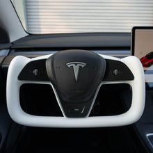 Load image into Gallery viewer, TESERY Yoke Plaid Steering Wheel for Tesla Model 3 / Y【White Leather】