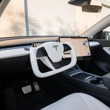 Load image into Gallery viewer, TESERY Yoke Plaid Steering Wheel for Tesla Model 3 / Y【White Leather】