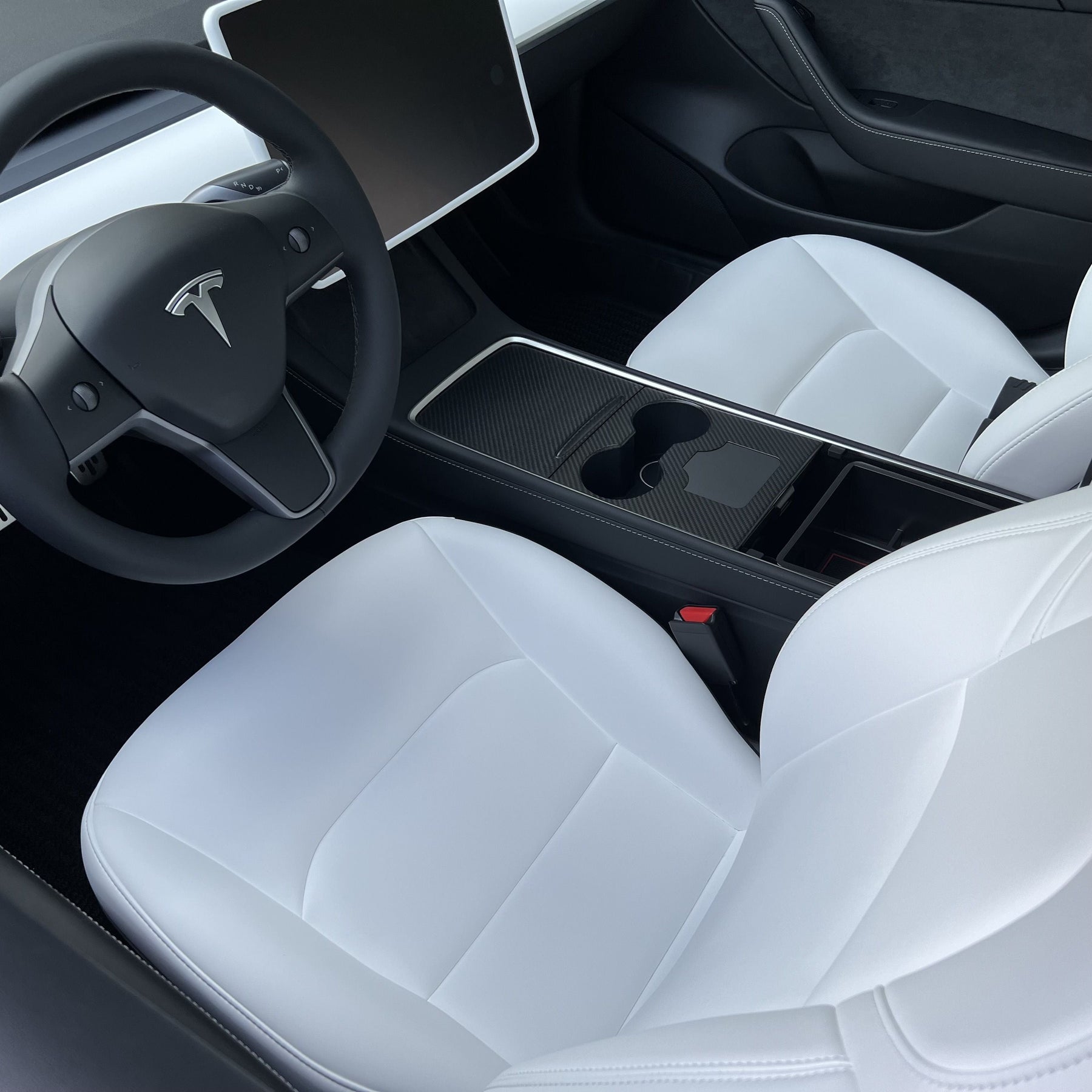 Carbon Fiber Center Console Wrap Cover for Model 3 / Y