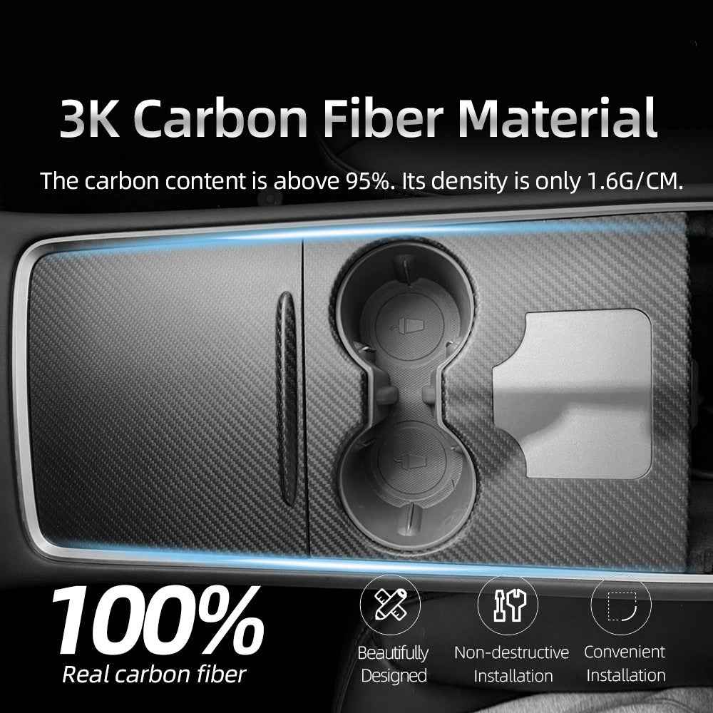 Carbon Fiber Center Console Wrap Cover for Model 3 / Y