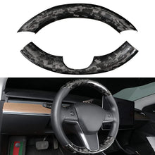 Load image into Gallery viewer, Upper / Lower Cover Steering Wheel Accessories for Tesla Model 3 / Y  -  Carbon Fiber Interior Mods