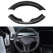 Load image into Gallery viewer, Upper / Lower Cover Steering Wheel Accessories for Tesla Model 3 / Y  -  Carbon Fiber Interior Mods