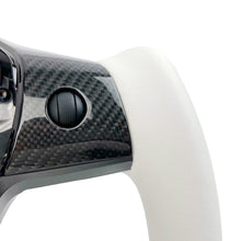 Load image into Gallery viewer, White Leather Yoke Steering Wheel for Tesla Model 3 / Y【Style 7】