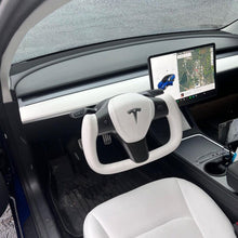 Load image into Gallery viewer, White Leather Yoke Steering Wheel for Tesla Model 3 / Y【Style 7】