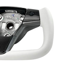 Load image into Gallery viewer, White Leather Yoke Steering Wheel for Tesla Model 3 / Y【Style 7】