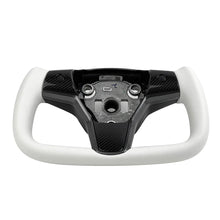 Load image into Gallery viewer, White Leather Yoke Steering Wheel for Tesla Model 3 / Y【Style 7】