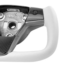 Load image into Gallery viewer, White Leather Yoke Steering Wheel for Tesla Model 3 / Y【Style 7】