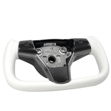 Load image into Gallery viewer, White Leather Yoke Steering Wheel for Tesla Model 3 / Y【Style 7】