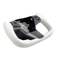 Load image into Gallery viewer, White Leather Yoke Steering Wheel for Tesla Model 3 / Y【Style 7】