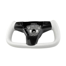 Load image into Gallery viewer, White Leather Yoke Steering Wheel for Tesla Model 3 / Y【Style 7】