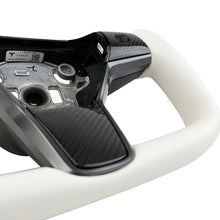 Load image into Gallery viewer, White Leather Yoke Steering Wheel for Tesla Model 3 / Y【Style 7】