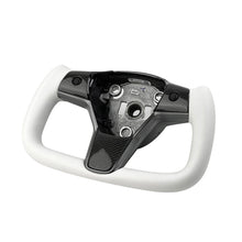 Load image into Gallery viewer, White Leather Yoke Steering Wheel for Tesla Model 3 / Y【Style 7】