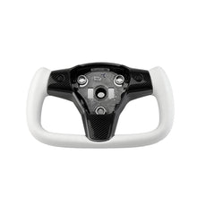 Load image into Gallery viewer, White Leather Yoke Steering Wheel for Tesla Model 3 / Y【Style 7】