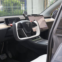 Load image into Gallery viewer, Yoke Style Steering Wheel for Model 3 / Y【Black &amp; White Leather】