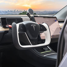 Load image into Gallery viewer, Yoke Style Steering Wheel for Model 3 / Y【Black &amp; White Leather】