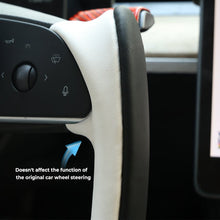 Load image into Gallery viewer, Yoke Style Steering Wheel for Model 3 / Y【Black &amp; White Leather】